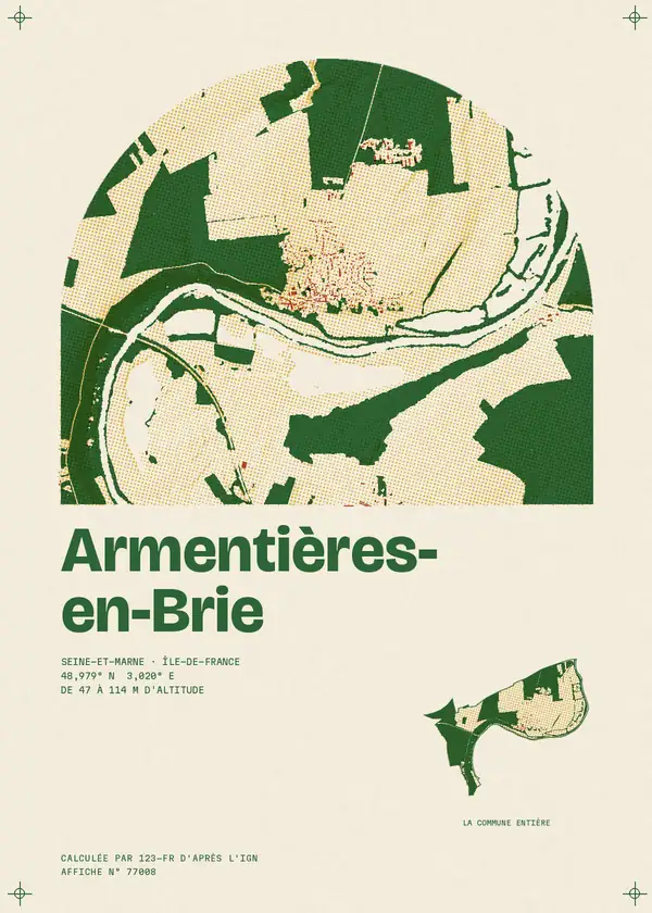 Affiche de Armentières-en-Brie, calculée par 123-fr d'après l'IGN