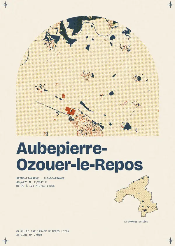 Affiche de Aubepierre-Ozouer-le-Repos, calculée par 123-fr d'après l'IGN