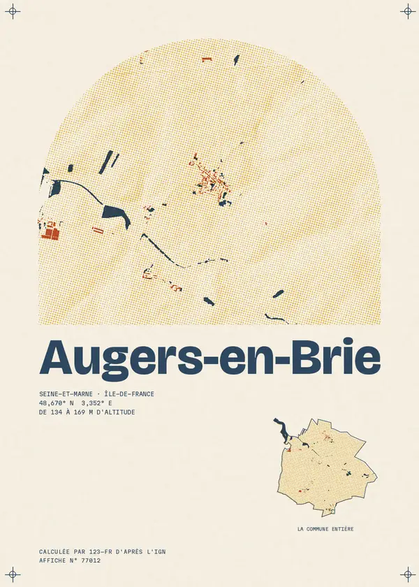 Affiche de Augers-en-Brie, calculée par 123-fr d'après l'IGN