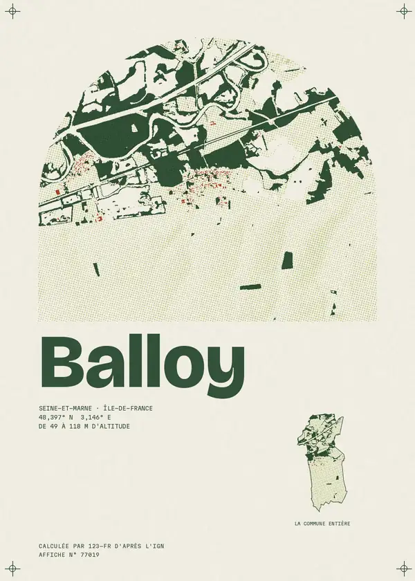 Affiche de Balloy, calculée par 123-fr d'après l'IGN