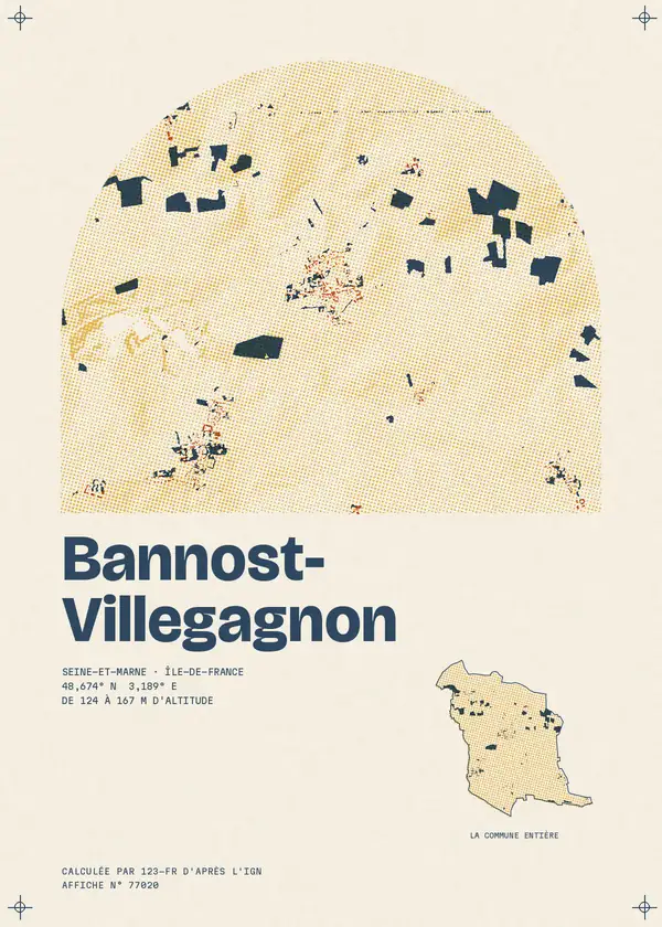 Affiche de Bannost-Villegagnon, calculée par 123-fr d'après l'IGN