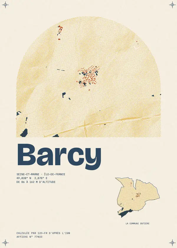 Affiche de Barcy, calculée par 123-fr d'après l'IGN