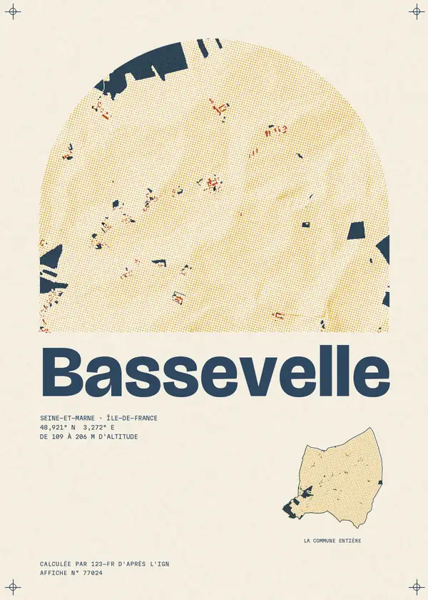 Affiche de Bassevelle, calculée par 123-fr d'après l'IGN