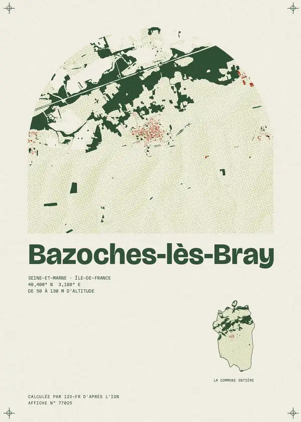 Affiche de Bazoches-lès-Bray, calculée par 123-fr d'après l'IGN