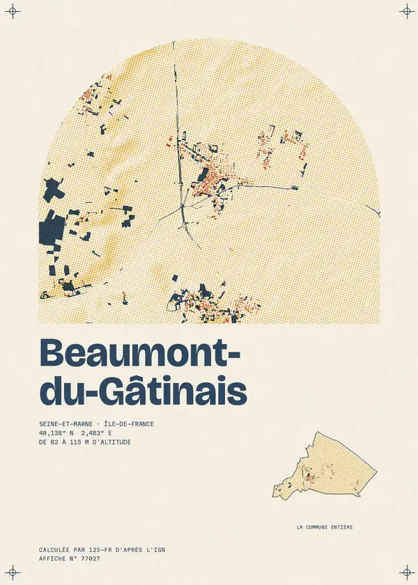 Affiche de Beaumont-du-Gâtinais, calculée par 123-fr d'après l'IGN
