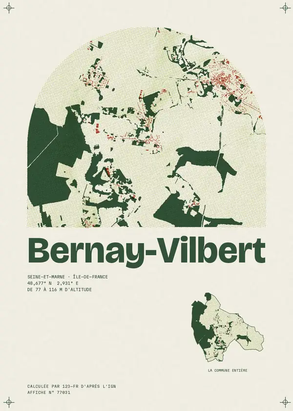 Affiche de Bernay-Vilbert, calculée par 123-fr d'après l'IGN