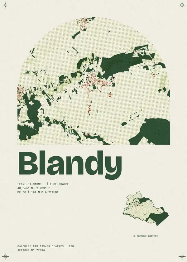 Affiche de Blandy, calculée par 123-fr d'après l'IGN