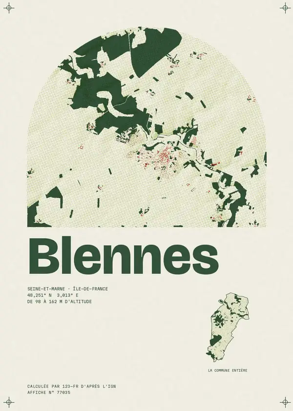 Affiche de Blennes, calculée par 123-fr d'après l'IGN