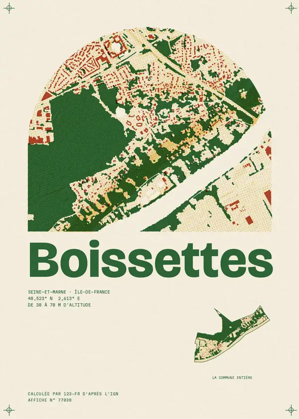 Affiche de Boissettes, calculée par 123-fr d'après l'IGN