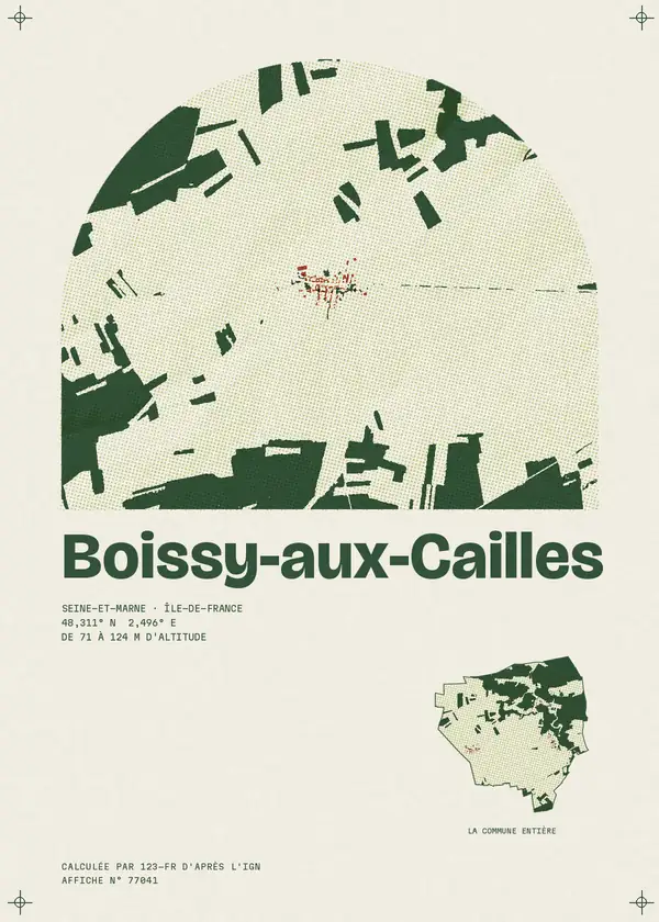 Affiche de Boissy-aux-Cailles, calculée par 123-fr d'après l'IGN