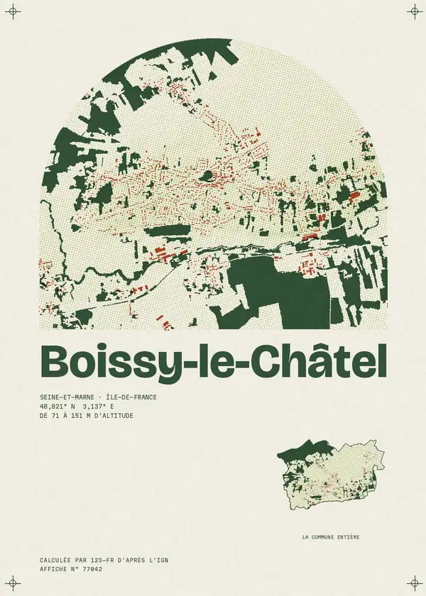 Affiche de Boissy-le-Châtel, calculée par 123-fr d'après l'IGN