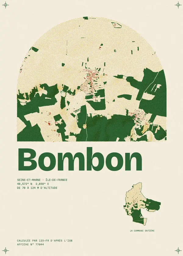 Affiche de Bombon, calculée par 123-fr d'après l'IGN