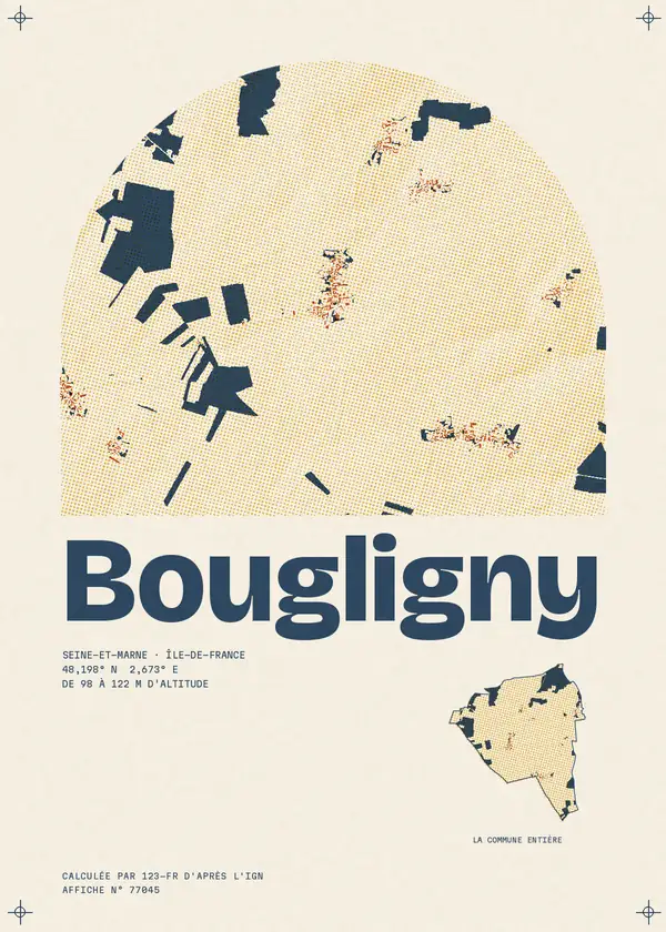 Affiche de Bougligny, calculée par 123-fr d'après l'IGN
