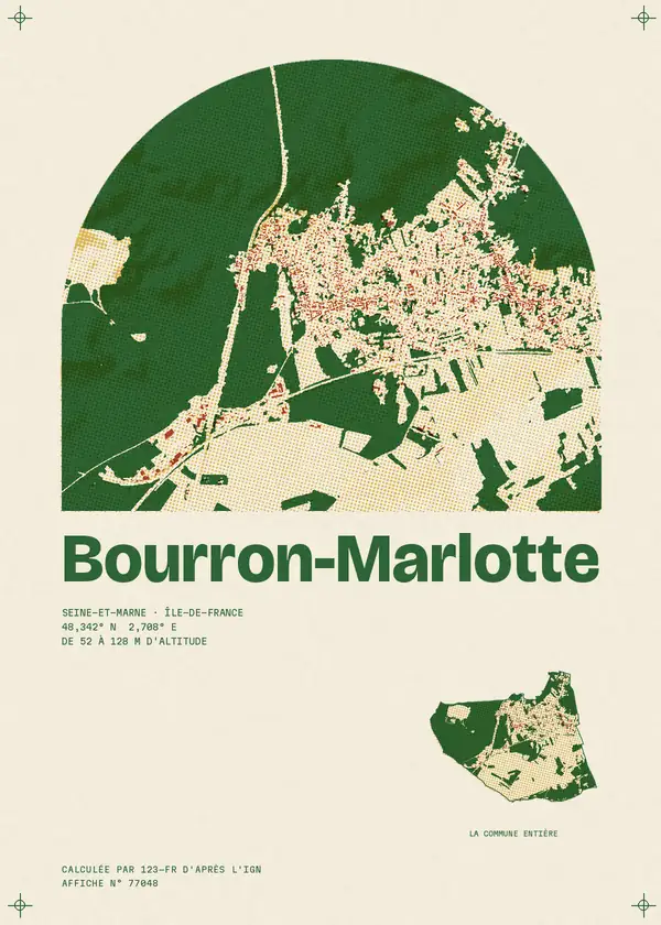 Affiche de Bourron-Marlotte, calculée par 123-fr d'après l'IGN