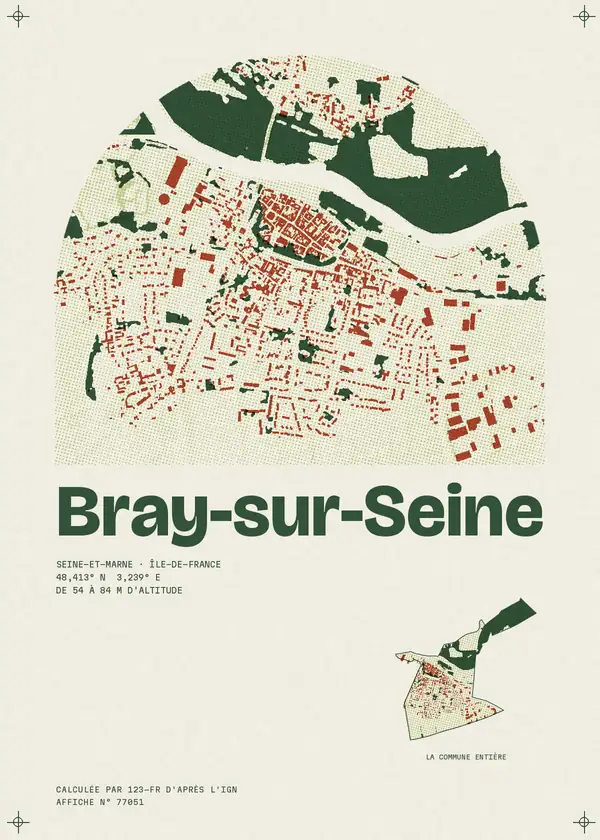 Affiche de Bray-sur-Seine, calculée par 123-fr d'après l'IGN