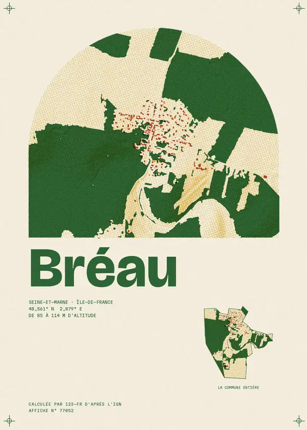 Affiche de Bréau, calculée par 123-fr d'après l'IGN