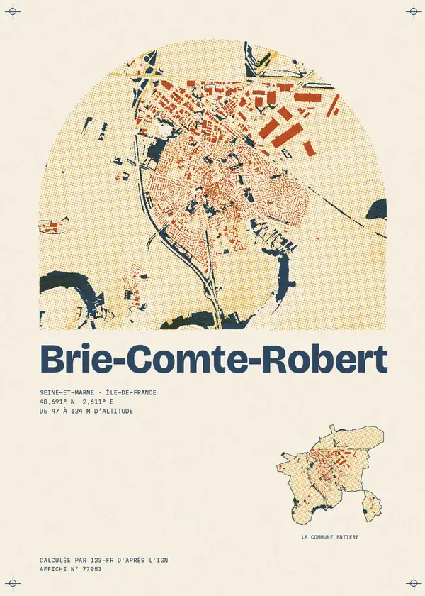 Affiche de Brie-Comte-Robert, calculée par 123-fr d'après l'IGN