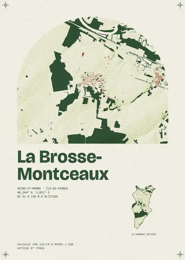 Affiche de La Brosse-Montceaux, calculée par 123-fr d'après l'IGN