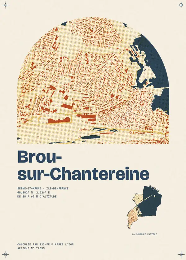 Affiche de Brou-sur-Chantereine, calculée par 123-fr d'après l'IGN