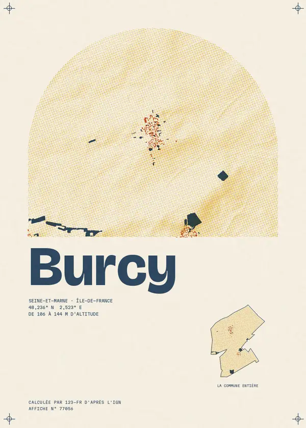 Affiche de Burcy, calculée par 123-fr d'après l'IGN