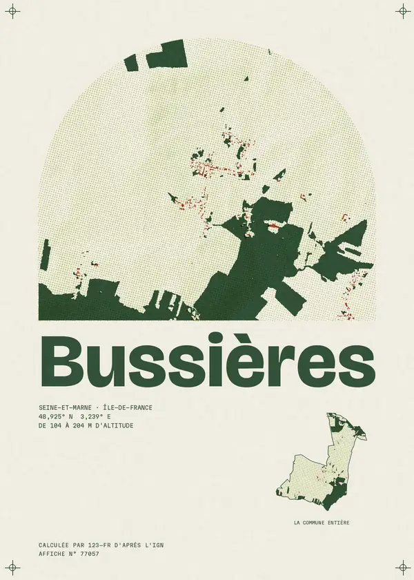 Affiche de Bussières, calculée par 123-fr d'après l'IGN