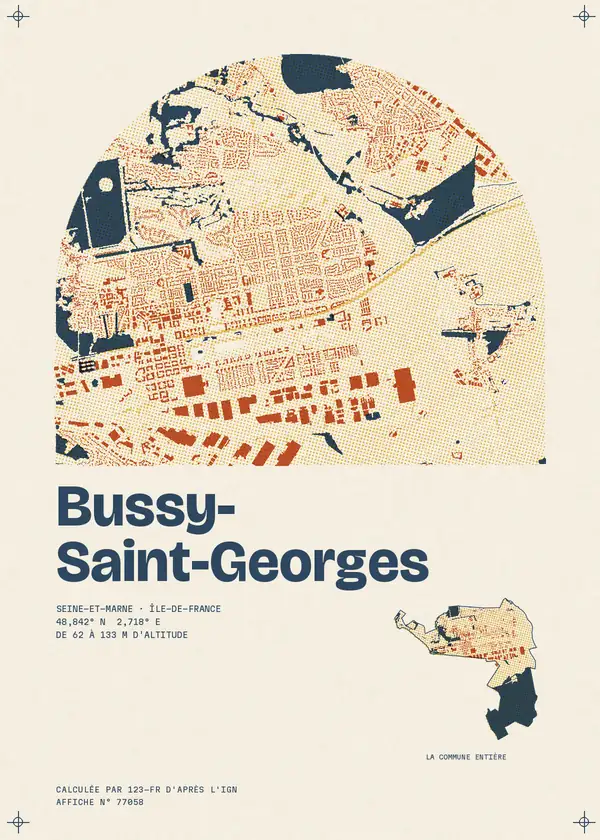 Affiche de Bussy-Saint-Georges, calculée par 123-fr d'après l'IGN