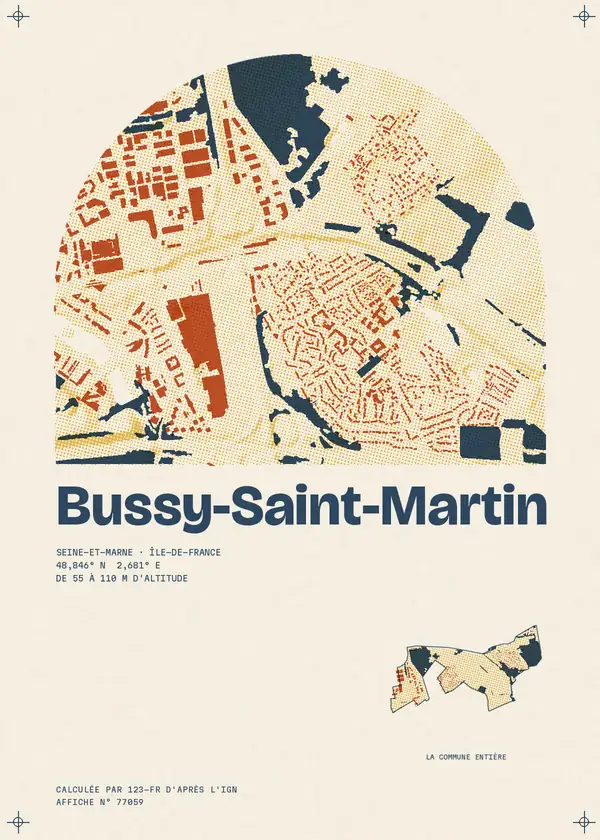 Affiche de Bussy-Saint-Martin, calculée par 123-fr d'après l'IGN