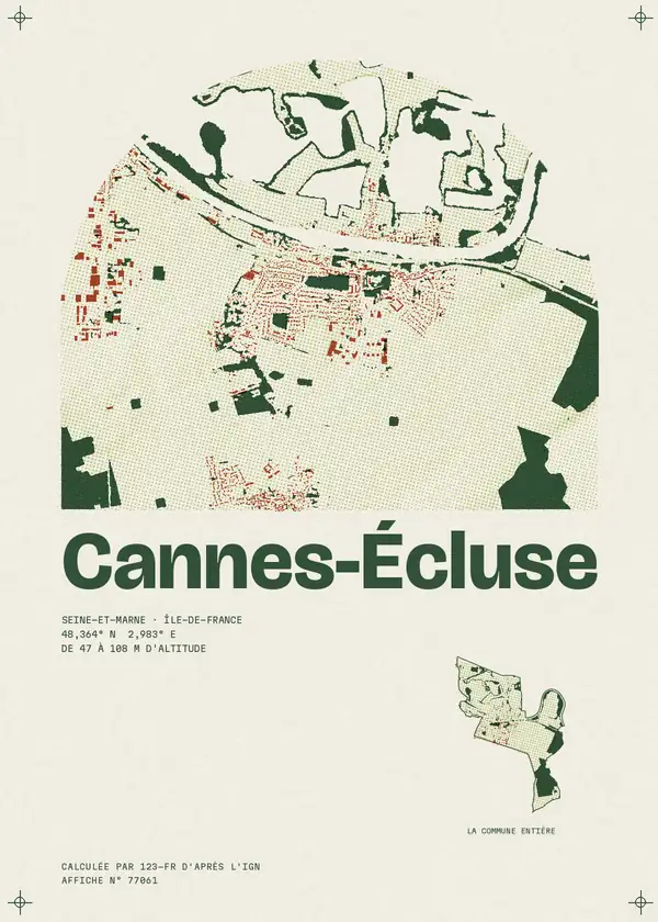 Affiche de Cannes-Écluse, calculée par 123-fr d'après l'IGN