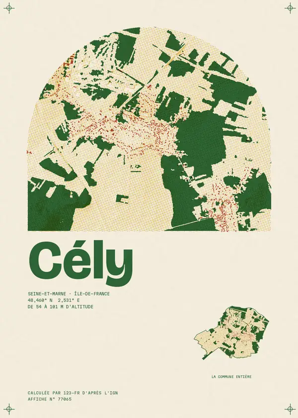 Affiche de Cély, calculée par 123-fr d'après l'IGN