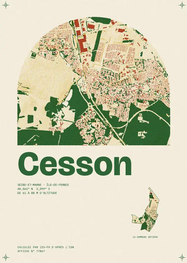 Affiche de Cesson, calculée par 123-fr d'après l'IGN