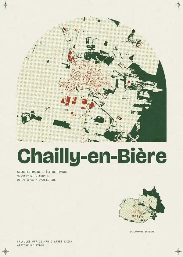 Affiche de Chailly-en-Bière, calculée par 123-fr d'après l'IGN