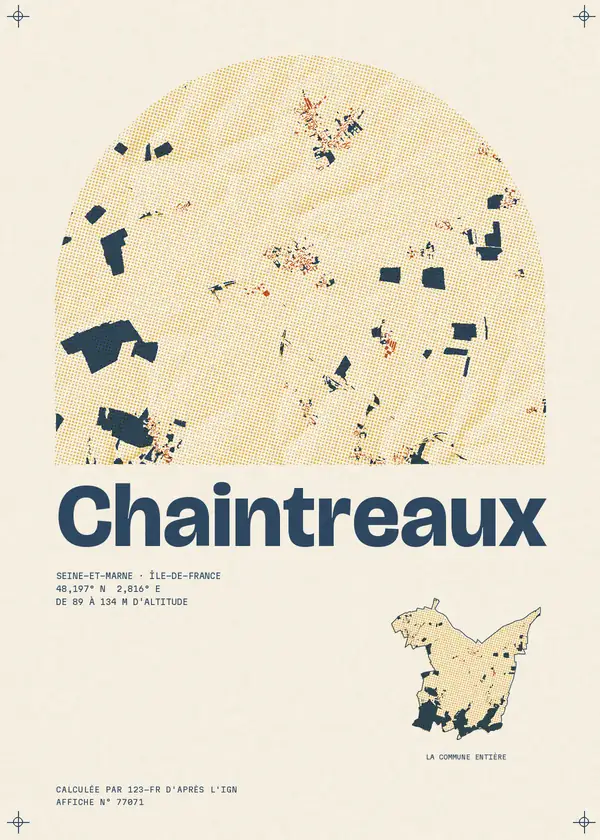 Affiche de Chaintreaux, calculée par 123-fr d'après l'IGN