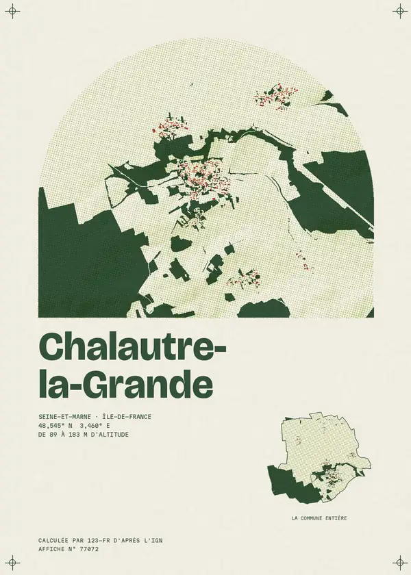 Affiche de Chalautre-la-Grande, calculée par 123-fr d'après l'IGN