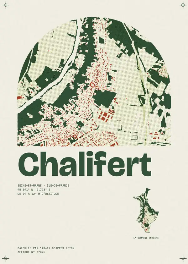 Affiche de Chalifert, calculée par 123-fr d'après l'IGN