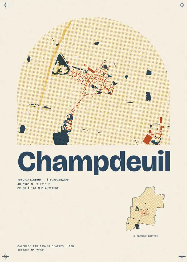 Affiche de Champdeuil, calculée par 123-fr d'après l'IGN