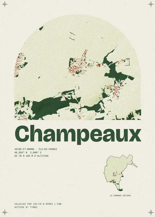 Affiche de Champeaux, calculée par 123-fr d'après l'IGN