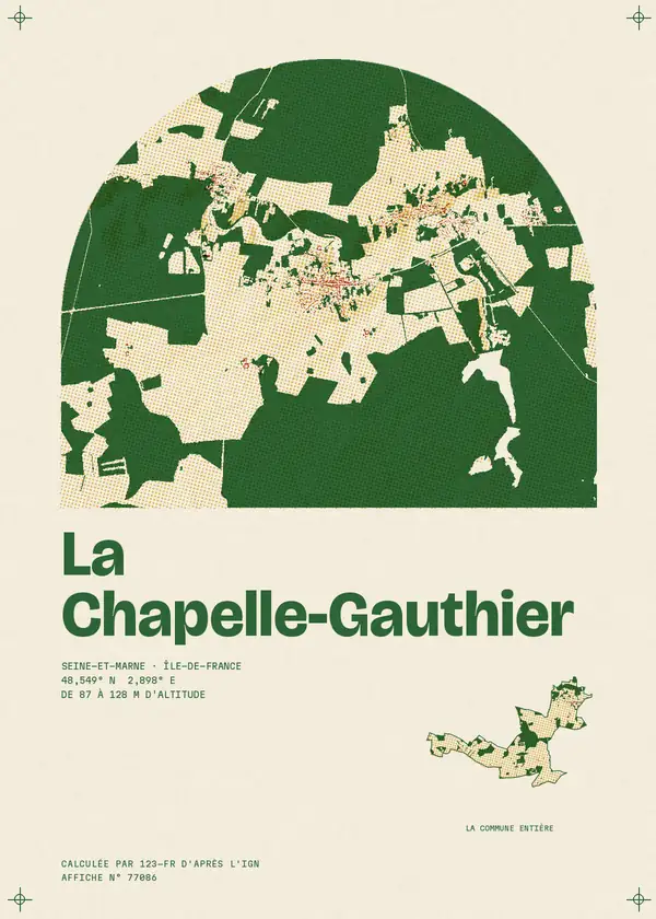 Affiche de La Chapelle-Gauthier, calculée par 123-fr d'après l'IGN