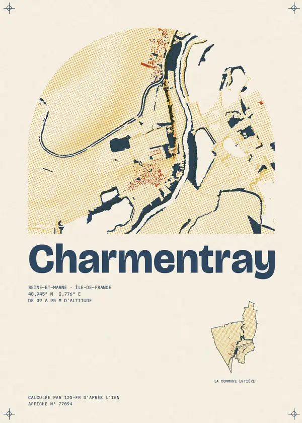 Affiche de Charmentray, calculée par 123-fr d'après l'IGN