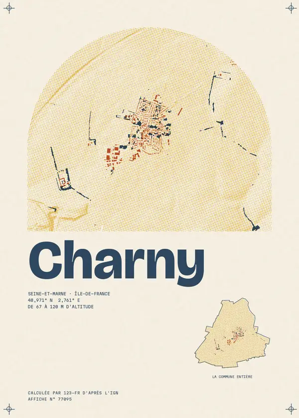 Affiche de Charny, calculée par 123-fr d'après l'IGN