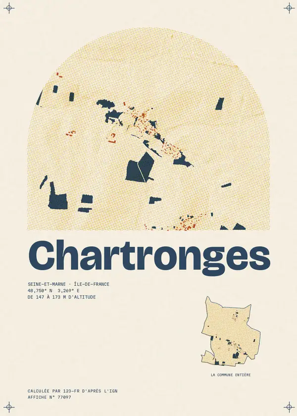 Affiche de Chartronges, calculée par 123-fr d'après l'IGN