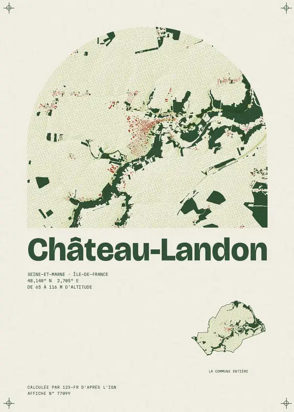 Affiche de Château-Landon, calculée par 123-fr d'après l'IGN