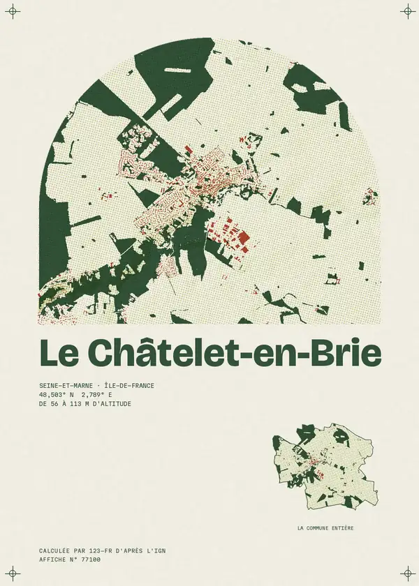 Affiche de Le Châtelet-en-Brie, calculée par 123-fr d'après l'IGN