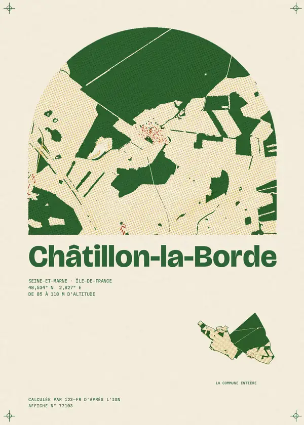 Affiche de Châtillon-la-Borde, calculée par 123-fr d'après l'IGN
