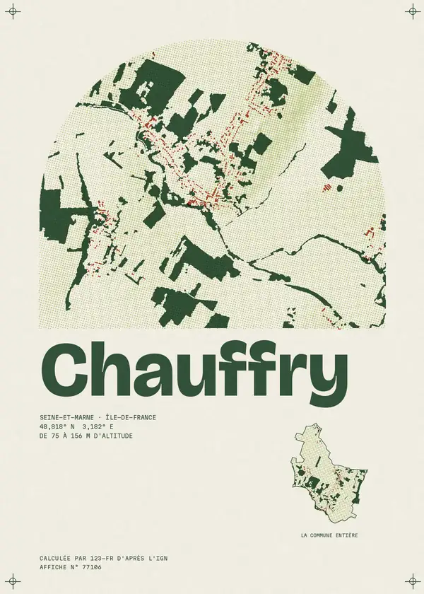 Affiche de Chauffry, calculée par 123-fr d'après l'IGN