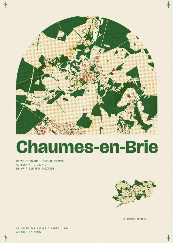 Affiche de Chaumes-en-Brie, calculée par 123-fr d'après l'IGN
