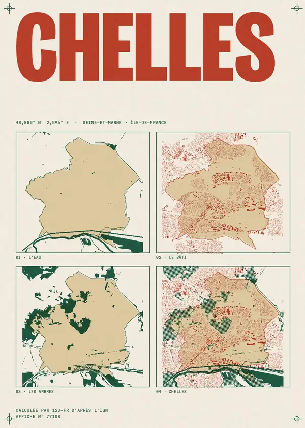 Affiche de Chelles, calculée par 123-fr d'après l'IGN