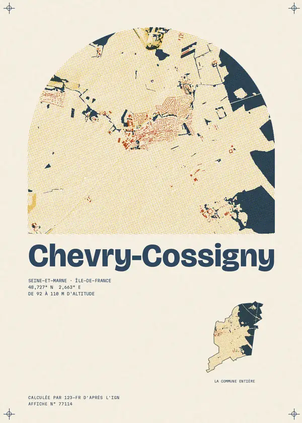Affiche de Chevry-Cossigny, calculée par 123-fr d'après l'IGN