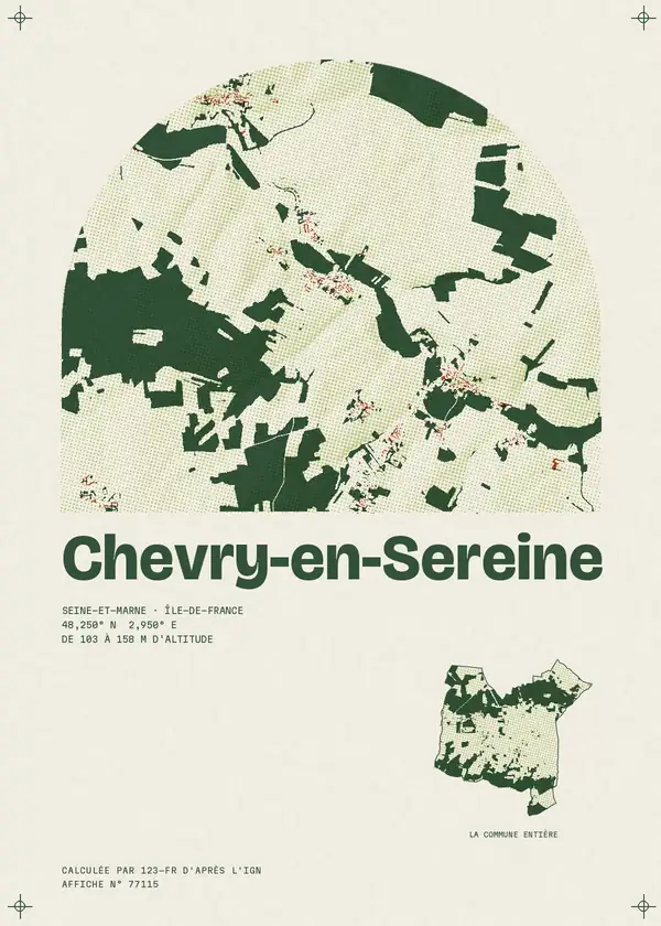 Affiche de Chevry-en-Sereine, calculée par 123-fr d'après l'IGN