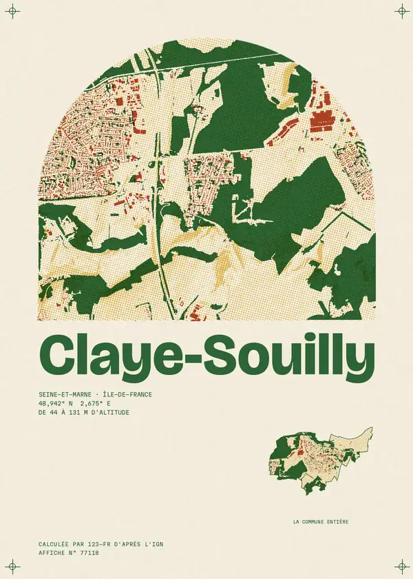 Affiche de Claye-Souilly, calculée par 123-fr d'après l'IGN