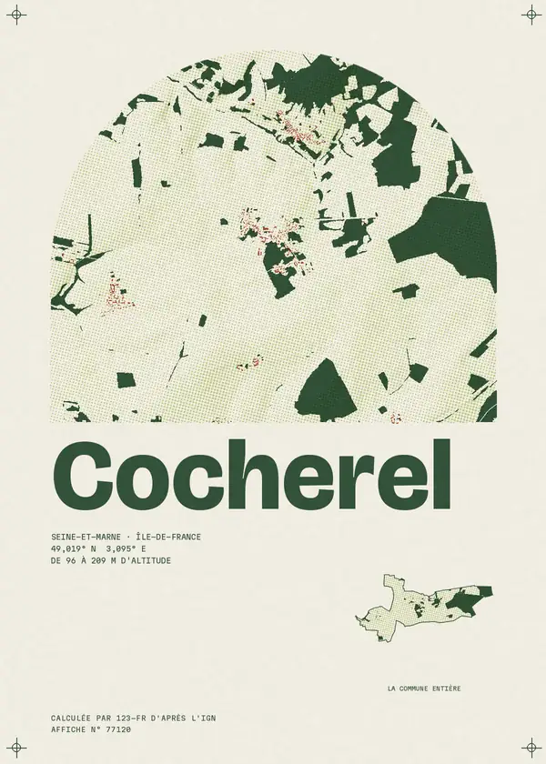 Affiche de Cocherel, calculée par 123-fr d'après l'IGN